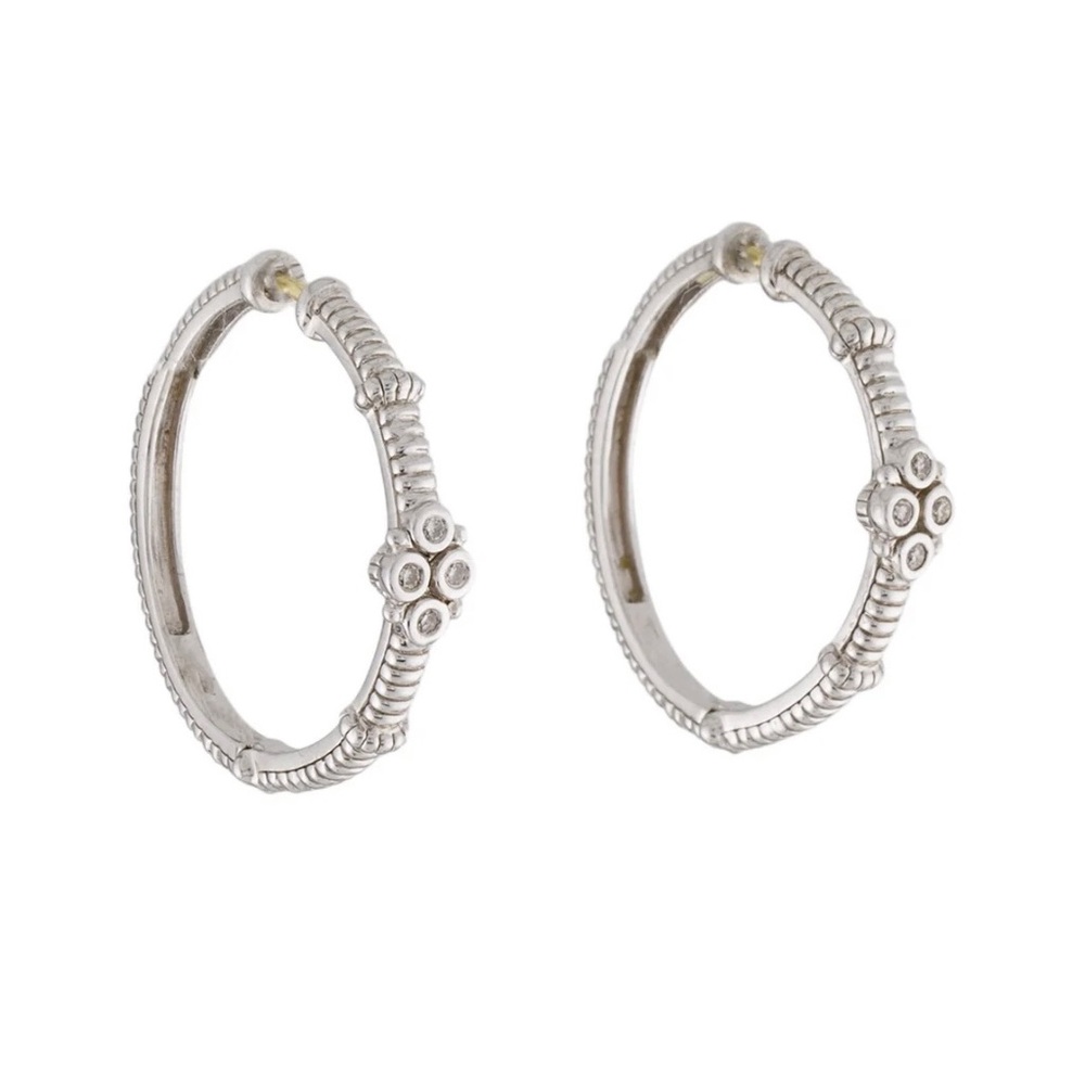 Judith Ripka Diamond Hoop earrings